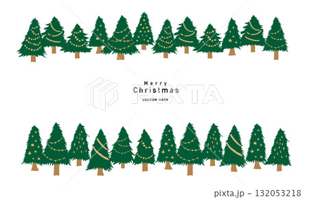 手描きのクリスマスツリーイラスト。12月のクリスマス背景。 132053218