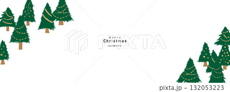 手描きのクリスマスツリーイラスト。12月のクリスマス背景。 手描きのクリスマスツリーイラスト。12月のクリスマス背景。 132053223