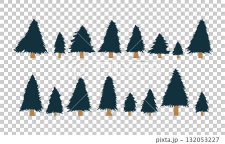 手描きのクリスマスツリーイラスト。12月のクリスマス背景。 132053227