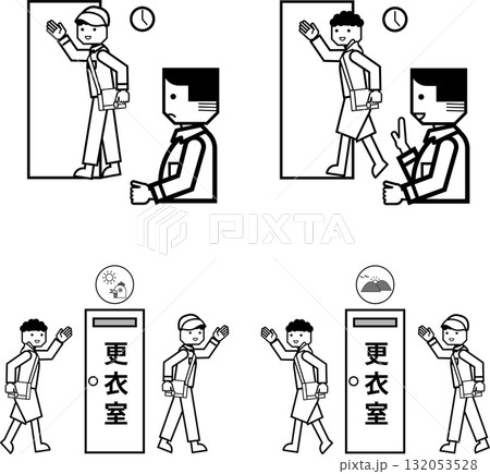 男性の着替えを促す表示 男性の着替えを促す表示 132053528