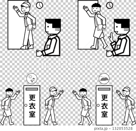 男性の着替えを促す表示 男性の着替えを促す表示 132053528