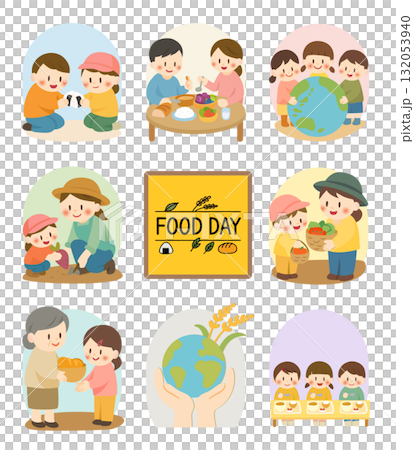食育と家族のイラストセット(FOOD DAY)、Food Education and Family  食育と家族のイラストセット(FOOD DAY)、Food Education and Family  132053940