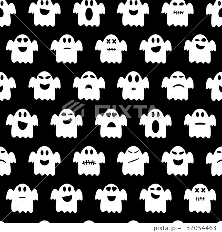 Halloween pattern with ghosts 132054463