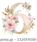 number in soft blush pink tones decorated with elegant watercolor flowers 132054500