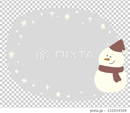 Santa hat snowman round frame gray 132054504