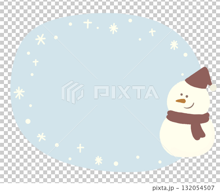 サンタ帽 雪だるま 丸 フレーム ブルー 132054507