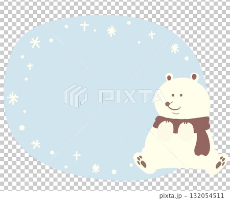 Red scarf bear winter round frame blue Red scarf bear winter round frame blue 132054511