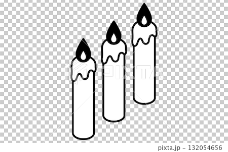 ろうそくの白黒で使いやすい線画アイコンのアイソメトリックイラスト 132054656