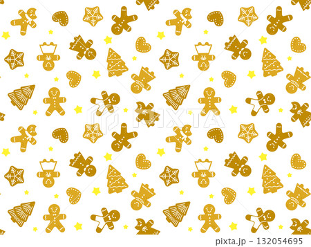 クリスマスに欠かせないジンジャーブレッドマンクッキーのパターン 132054695