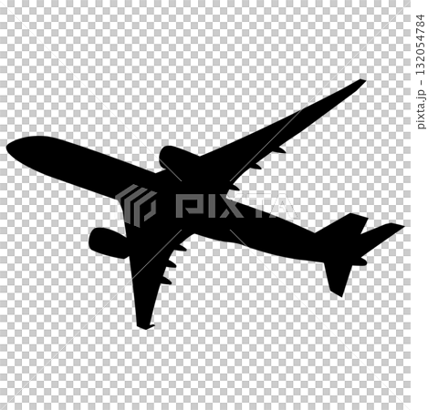 空を飛ぶ旅客機のシルエット 132054784