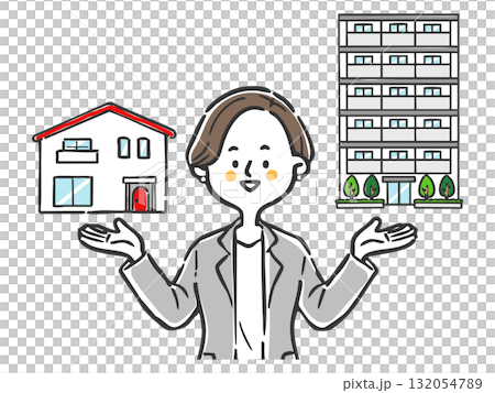 獨立式住宅和公寓選擇房地產女商人 獨立式住宅和公寓選擇房地產女商人 132054789