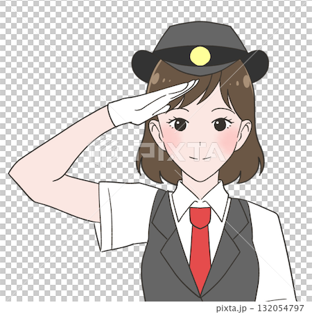 身穿短袖制服的女車站工作人員插圖 身穿短袖制服的女車站工作人員插圖 132054797