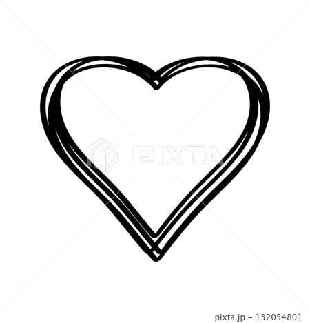 Heart icon hand drawn outline. Vector illustration of doodle style. Isolated single object on white. 132054801