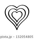 Two hearts inside one. Doodle heart icon on a white background. Vector illustration. 132054805