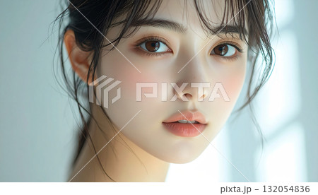 透明感のある女性　ナチュラルな美しさを表現したポートレート 132054836