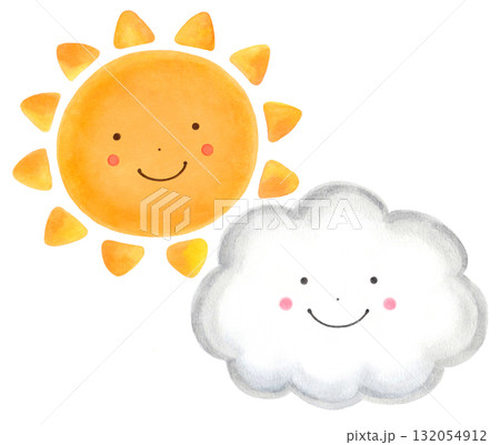 かわいい太陽と雲 132054912