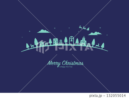 メリークリスマス・Merry Christmas 横長イラスト  132055014