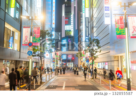 《東京都》新宿武蔵野通り・夜の繁華街 132055587