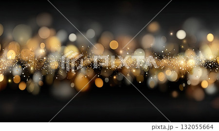 Golden bokeh lights sparkle softly, adding warmth and charm to the surroundings in a cozy evening setting 132055664