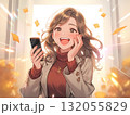 スマホを見て嬉しそうに笑う若いビジネスウーマン 132055829