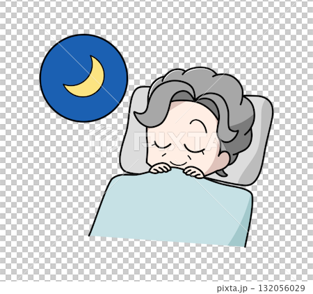 一位老婦人舒適睡眠的插圖 一位老婦人舒適睡眠的插圖 132056029