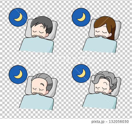 一組 4 幅成人舒適睡眠的插圖 132056030