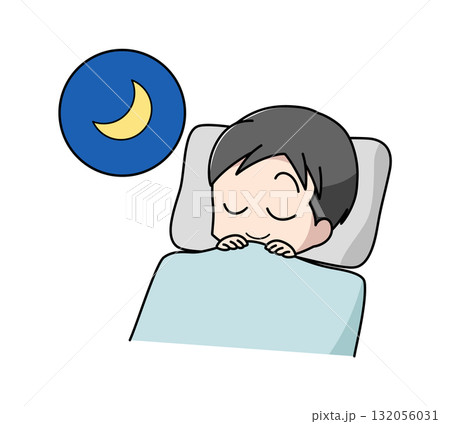 快適に眠る男性のイラスト 132056031