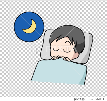 快適に眠る男性のイラスト 132056031
