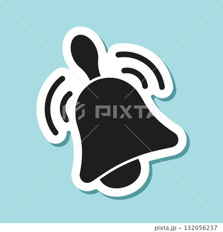 Notification bell sticker icon in flat style. Incoming inbox message vector illustration on isolated background. Ringing bell sign business concept. Notification bell sticker icon in flat style. Incoming inbox message vector illustration on isolated background. Ringing bell sign business concept. 132056237