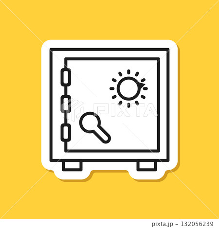 Metal bank safe sticker icon in flat style. Money vault vector illustration on isolated background. Storage sign business concept. Metal bank safe sticker icon in flat style. Money vault vector illustration on isolated background. Storage sign business concept. 132056239