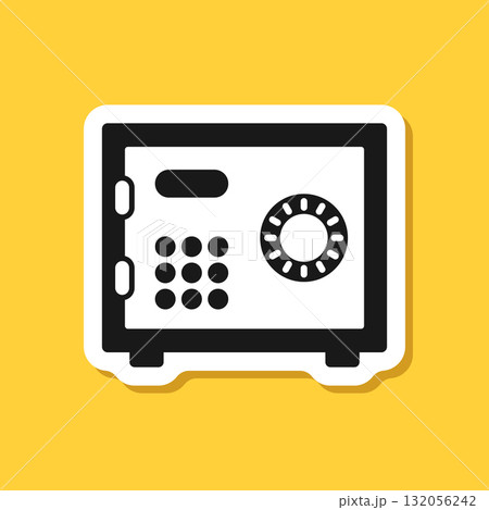 Metal bank safe sticker icon in flat style. Money vault vector illustration on isolated background. Storage sign business concept. Metal bank safe sticker icon in flat style. Money vault vector illustration on isolated background. Storage sign business concept. 132056242
