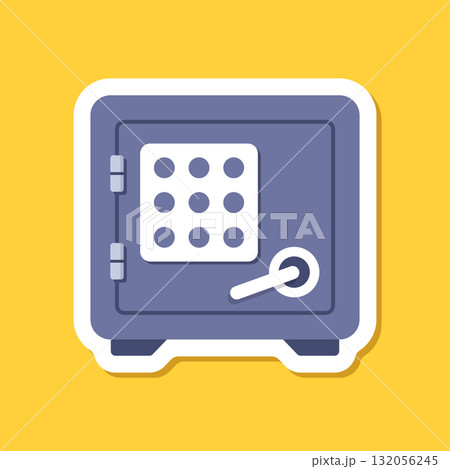 Metal bank safe sticker icon in flat style. Money vault vector illustration on isolated background. Storage sign business concept. Metal bank safe sticker icon in flat style. Money vault vector illustration on isolated background. Storage sign business concept. 132056245