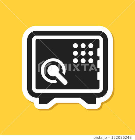 Metal bank safe sticker icon in flat style. Money vault vector illustration on isolated background. Storage sign business concept. Metal bank safe sticker icon in flat style. Money vault vector illustration on isolated background. Storage sign business concept. 132056248