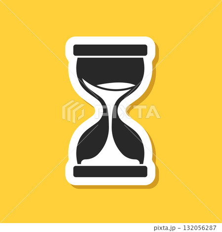 Hourglass sticker icon in flat style. Sandglass vector illustration on isolated background. Sand clock sign business concept. 132056287