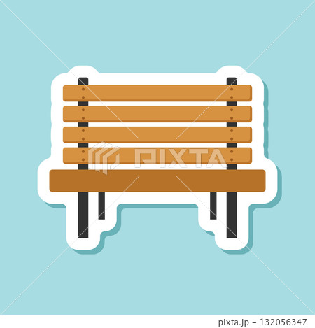 Bench sticker icon in flat style. Comfortable rest vector illustration on isolated background. Park chair sign business concept. 132056347