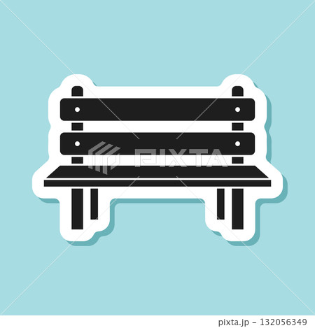 Bench sticker icon in flat style. Comfortable rest vector illustration on isolated background. Park chair sign business concept. Bench sticker icon in flat style. Comfortable rest vector illustration on isolated background. Park chair sign business concept. 132056349