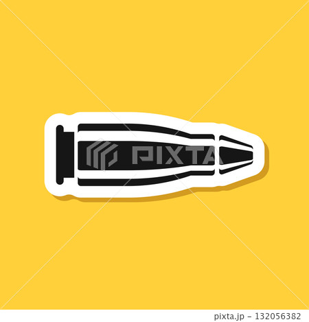 Cartridges sticker icon in flat style. Bullet ammunition symbol vector illustration on isolated background. Ammo sign business concept. Cartridges sticker icon in flat style. Bullet ammunition symbol vector illustration on isolated background. Ammo sign business concept. 132056382