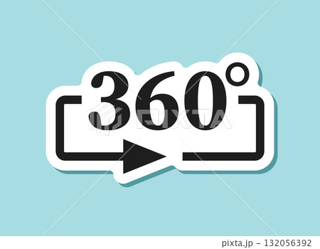 360 degrees sticker icon in flat style. Rotate symbol vector illustration on isolated background. Angle view sign business concept. 360 degrees sticker icon in flat style. Rotate symbol vector illustration on isolated background. Angle view sign business concept. 132056392