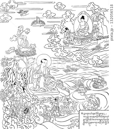 19世紀の仏教研究 イラスト 仏画 須菩提 19世紀の仏教研究 イラスト 仏画 須菩提 132056518