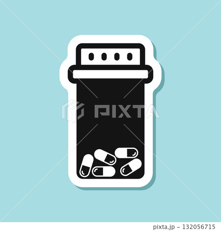 Pills capsules sticker icon in flat style. Medical tablet vector illustration on isolated background. Healthcare drug sign business concept. Pills capsules sticker icon in flat style. Medical tablet vector illustration on isolated background. Healthcare drug sign business concept. 132056715