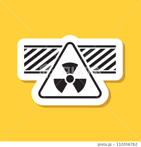 Radioactive material sticker icon in flat style. Radiation danger vector illustration on isolated background. Caution sign business concept. Radioactive material sticker icon in flat style. Radiation danger vector illustration on isolated background. Caution sign business concept. 132056762