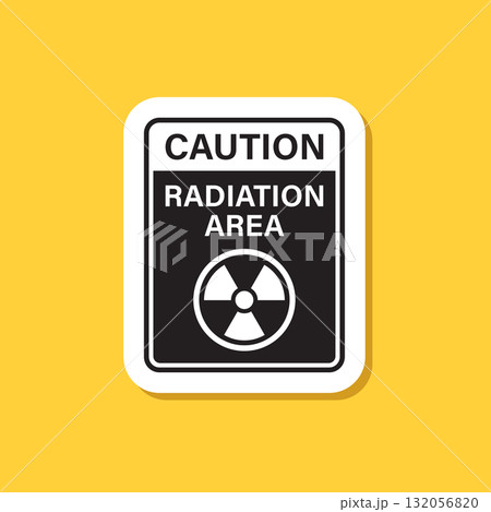 Radioactive material sticker icon in flat style. Radiation danger vector illustration on isolated background. Caution sign business concept. Radioactive material sticker icon in flat style. Radiation danger vector illustration on isolated background. Caution sign business concept. 132056820