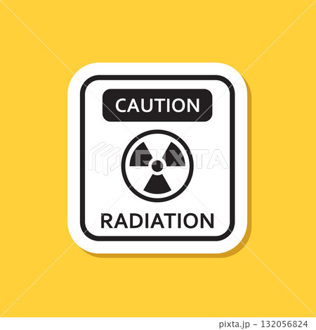 Radioactive material sticker icon in flat style. Radiation danger vector illustration on isolated background. Caution sign business concept. Radioactive material sticker icon in flat style. Radiation danger vector illustration on isolated background. Caution sign business concept. 132056824