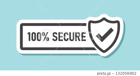 100% secure sticker icon in flat style. Privacy guarantee vector illustration on isolated background. Safety risk sign business concept. 100% secure sticker icon in flat style. Privacy guarantee vector illustration on isolated background. Safety risk sign business concept. 132056902