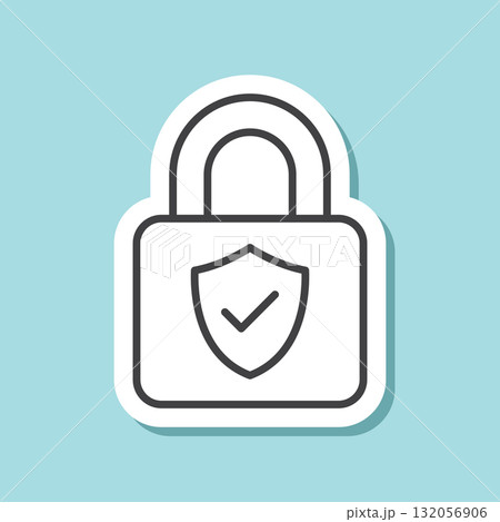 Secure sticker icon in flat style. Privacy guarantee vector illustration on isolated background. Safety risk sign business concept. 132056906