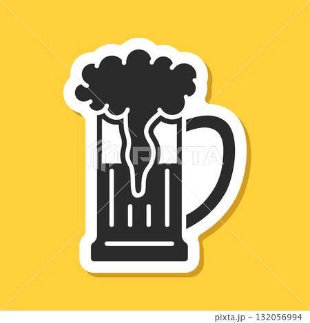 Cold beer sticker icon in flat style. Alcohol drink vector illustration on isolated background. Alcohol glass sign business concept. Cold beer sticker icon in flat style. Alcohol drink vector illustration on isolated background. Alcohol glass sign business concept. 132056994
