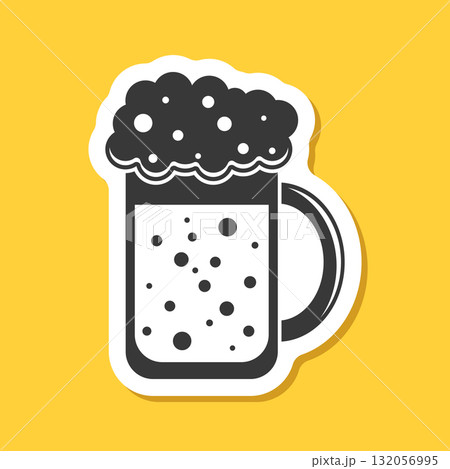 Cold beer sticker icon in flat style. Alcohol drink vector illustration on isolated background. Alcohol glass sign business concept. Cold beer sticker icon in flat style. Alcohol drink vector illustration on isolated background. Alcohol glass sign business concept. 132056995