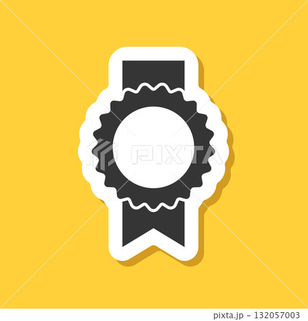 Gold medal sticker icon in flat style. Trophy award vector illustration on isolated background. Winner sign business concept. Gold medal sticker icon in flat style. Trophy award vector illustration on isolated background. Winner sign business concept. 132057003