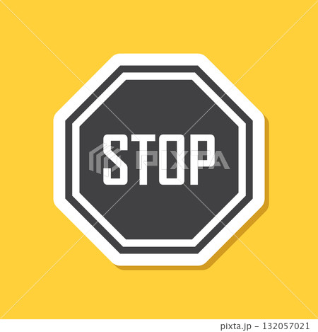 Stop sticker icon in flat style. Warning symbol vector illustration on isolated background. Do not enter sign business concept. Stop sticker icon in flat style. Warning symbol vector illustration on isolated background. Do not enter sign business concept. 132057021
