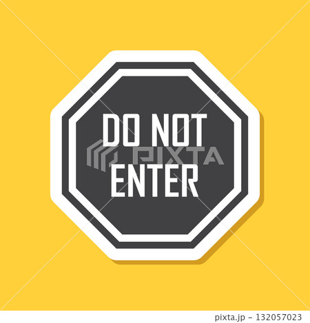 Stop sticker icon in flat style. Warning symbol vector illustration on isolated background. Do not enter sign business concept. 132057023